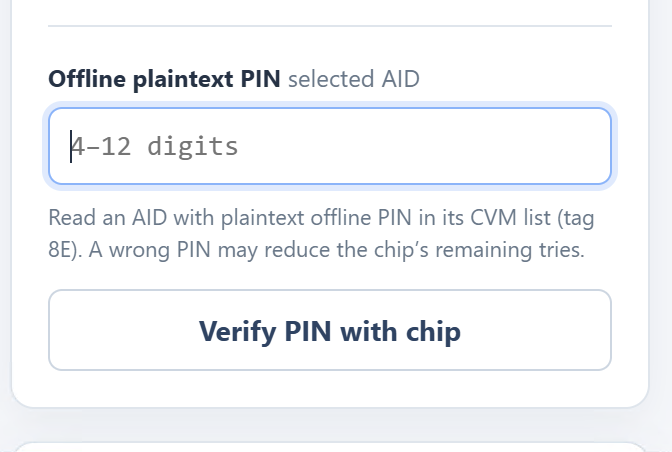 Offline PIN verification