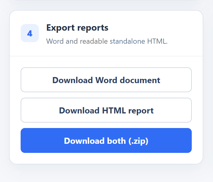 EMV report export