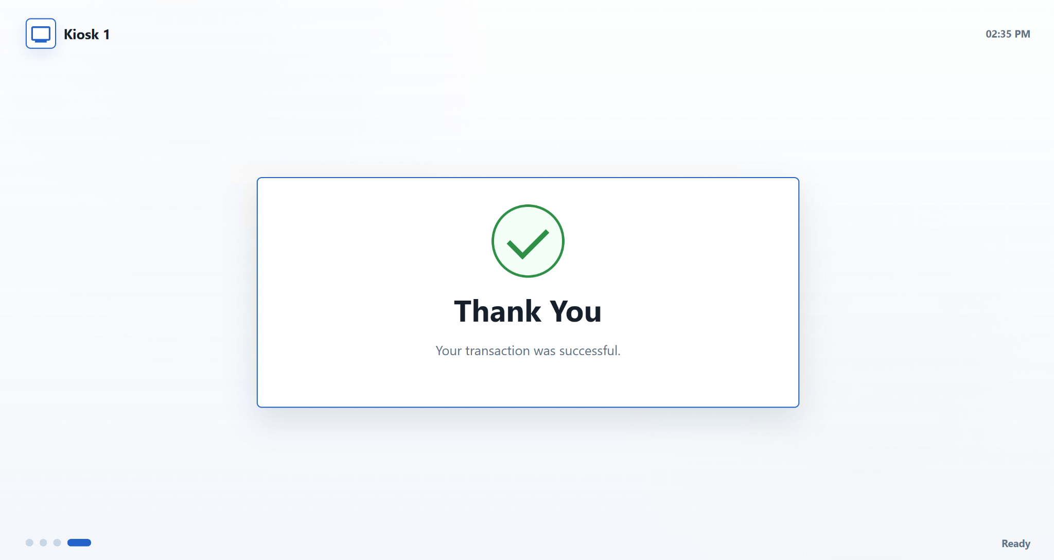 KG Kiosk successful card issuance screen